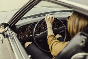 Woman driving a car