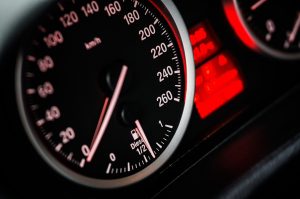Speedometer on a car