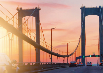 Cars driving over a bridge in Delaware