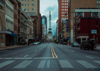 Cars on a road in Indianapolis