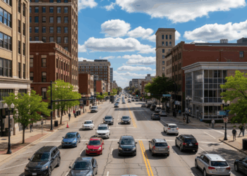 Cars driving around Champaign, IL