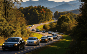 Cars driving on a road in Virginia